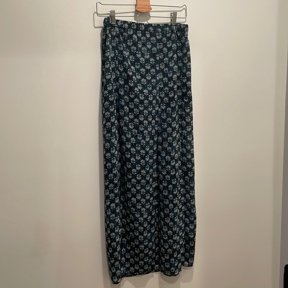 Michael Kors split skirt with shorts under it in navy floral